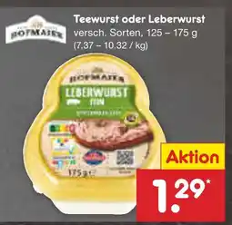 Netto Marken-Discount Hofmaier teewurst oder leberwurst Angebot