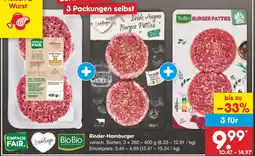 Netto Marken-Discount Einfach fair, lieblings, biobio rinder-hamburger Angebot