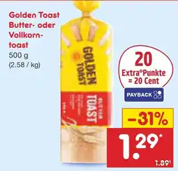 Netto Marken-Discount Golden toast butter- oder vollkorntoast Angebot