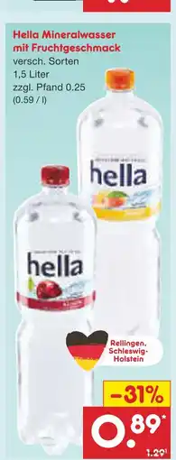 Netto Marken-Discount Hella mineralwasser mit fruchtgeschmack Angebot