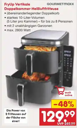 Netto Marken-Discount Gourmetmaxx fryup vertikale doppelkammer-heißluftfritteuse Angebot