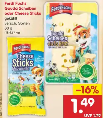 Netto Marken-Discount Ferdi fuchs gouda scheiben oder cheese sticks Angebot