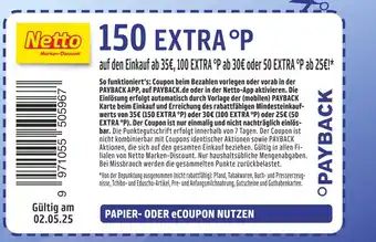 Netto Marken-Discount Payback 150 extra °p Angebot