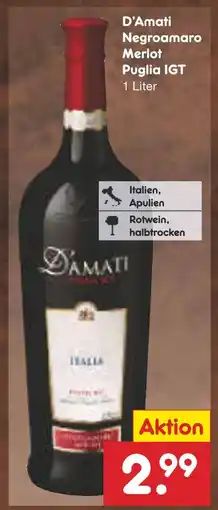 Netto Marken-Discount D'amati negroamaro merlot puglia igt Angebot