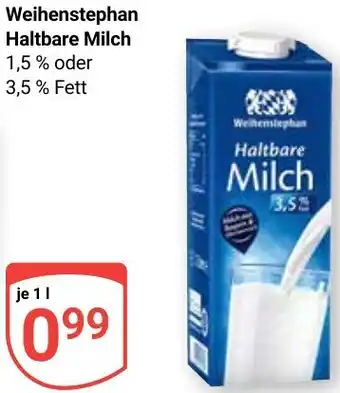 Globus Weihenstephan Haltbare Milch Angebot