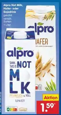 Netto Marken-Discount Alpro Not Milk, Hafer- oder Sojadrink Angebot