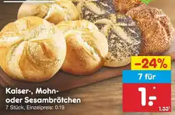 Netto Marken-Discount Kaiser-, Mohn- oder Sesambrötchen Angebot