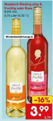 Netto Marken-Discount Maybach Riesling süss & fruchtig oder Rose Angebot