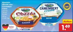 Netto Marken-Discount Alpenhain Obazda oder Camembert Creme Angebot