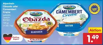 Netto Marken-Discount Alpenhain Obazda oder Camembert Creme Angebot