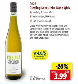 Lidl Riesling Scheurebe Nahe QbA Angebot