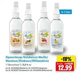 Lidl Alpenschnaps Steinbeisser Marille/Haselnuss/Himbeere/Williamsbirne Angebot