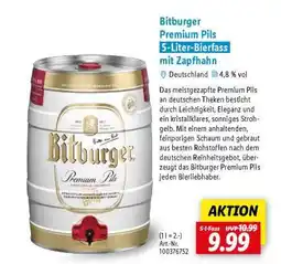 Lidl Bitburger Premium Pils 5 Liter Bierfass mit Zapfhahn Angebot