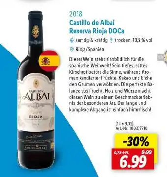 Lidl Castillo de Albai Reserva Rioja DOCa Angebot