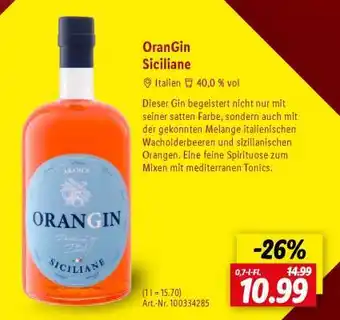 Lidl OranGin Siciliane Angebot