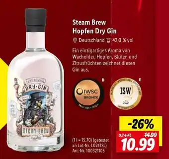 Lidl Steam Brew Hopfen Dry Gin Angebot