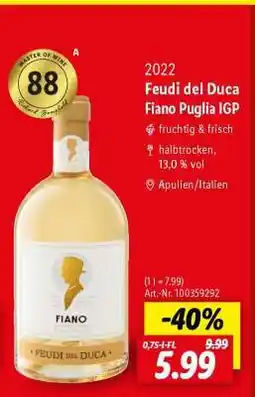 Lidl Feudi del Duca Fiano Puglia IGP Angebot