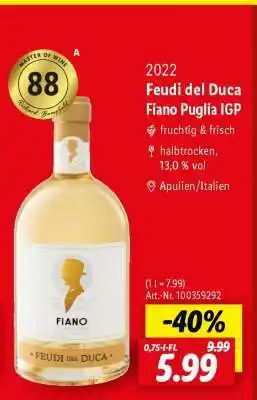 Lidl Feudi del Duca Fiano Puglia IGP Angebot