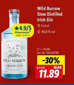 Lidl Wild Burrow Slow Distilled Irish Gin Angebot
