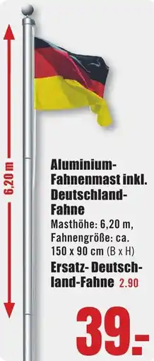 B1 Discount Baumarkt Aluminium Fahnenmast inkl. Deutschland Fahne Angebot