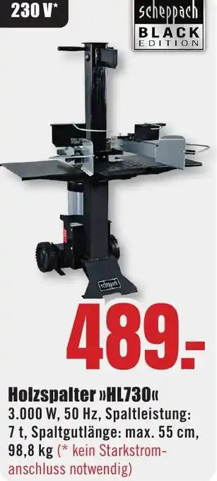 B1 Discount Baumarkt Scheppach Holzspalter HL730 Angebot