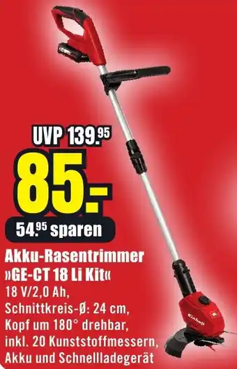 B1 Discount Baumarkt Einhell Akku-Rasentrimmer GE-CT 18 Li Kit Angebot