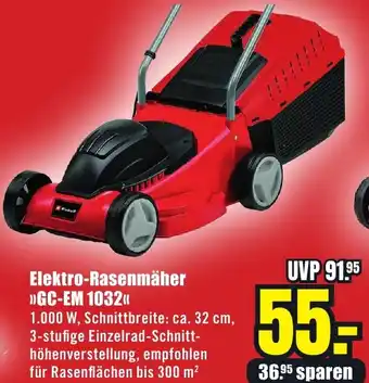 B1 Discount Baumarkt Einhell Elektro-Rasenmäher GC-EM 1032 Angebot