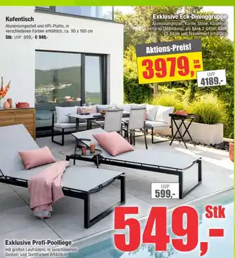 Dekor-Markt Kufentisch oder exklusive eck-dininggruppe oder exklusive profi-poolliege Angebot
