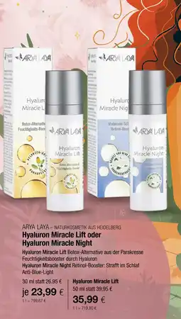 Vitalia Arya laya hyaluron miracle lift oder hyaluron miracle night Angebot