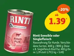 Fressnapf Rinti sensible oder singlefleisch nassnahrung Angebot