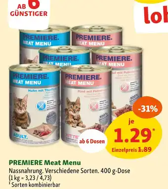 Fressnapf Premiere meat menu Angebot