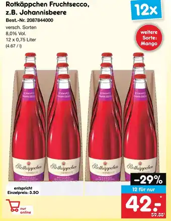 Netto Marken-Discount Rotkäppchen fruchtsecco, z.b. johannisbeere Angebot