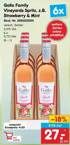 Netto Marken-Discount Gallo family vineyards spritz, z.b. strawberry & mint Angebot
