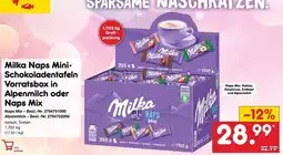 Netto Marken-Discount Milka naps mini-schokoladentafeln vorratsbox in alpenmilch oder naps mix Angebot