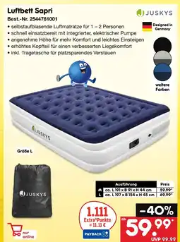 Netto Marken-Discount Juskys luftbett sapri Angebot
