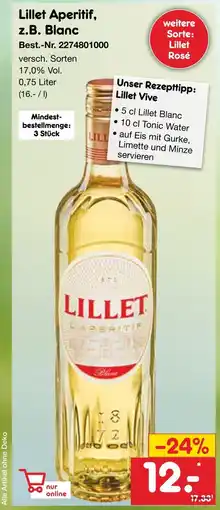 Netto Marken-Discount Lillet aperitif, z.b. blanc Angebot