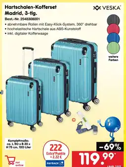 Netto Marken-Discount Veska hartschalen-kofferset madrid, 3-tlg Angebot