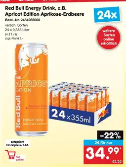 Netto Marken-Discount Red bull energy drink, z.b. apricot edition aprikose-erdbeere Angebot