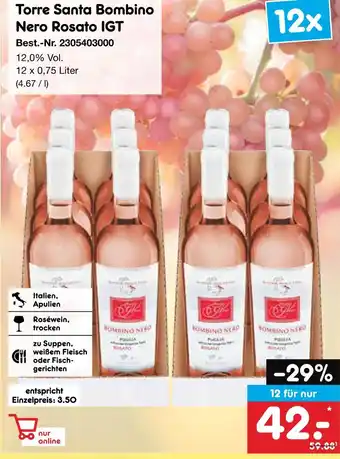 Netto Marken-Discount Torre santa bombino nero rosato igt Angebot