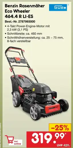 Netto Marken-Discount Güde benzin rasenmäher eco wheeler 464.4 r li-es Angebot