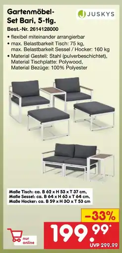 Netto Marken-Discount Juskys gartenmöbel-set bari, 5-tlg Angebot