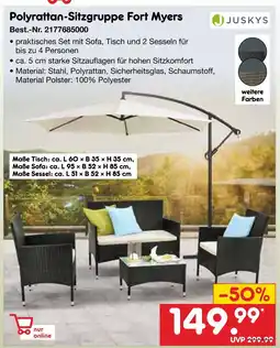 Netto Marken-Discount Juskys polyrattan-sitzgruppe fort myers Angebot
