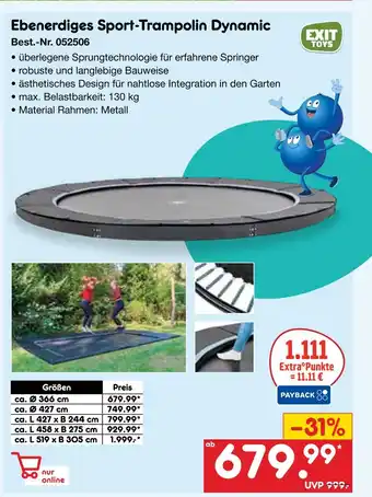 Netto Marken-Discount Exit toys ebenerdiges sport-trampolin dynamic Angebot
