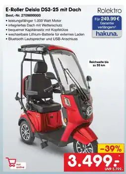 Netto Marken-Discount Rolektro e-roller deisla ds3-25 mit dach Angebot