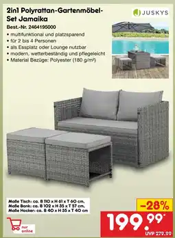 Netto Marken-Discount Juskys 2in1 polyrattan-gartenmöbel-set jamaika Angebot