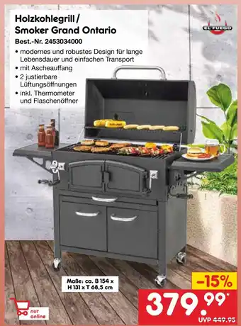 Netto Marken-Discount El fuego holzkohlegrill / smoker grand ontario Angebot