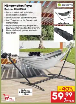 Netto Marken-Discount Juskys hängematten paya Angebot