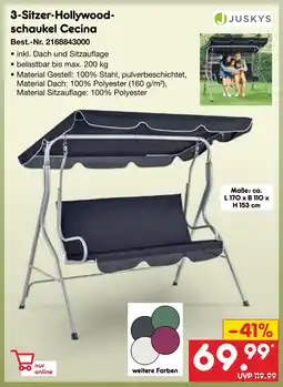 Netto Marken-Discount Juskys 3-sitzer-hollywoodschaukel cecina Angebot