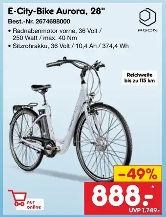 Netto Marken-Discount Agon e-city-bike aurora, 28 Angebot