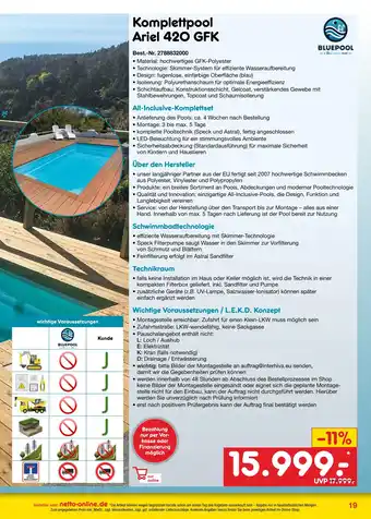 Netto Marken-Discount Bluepool komplettpool ariel 420 gfk Angebot